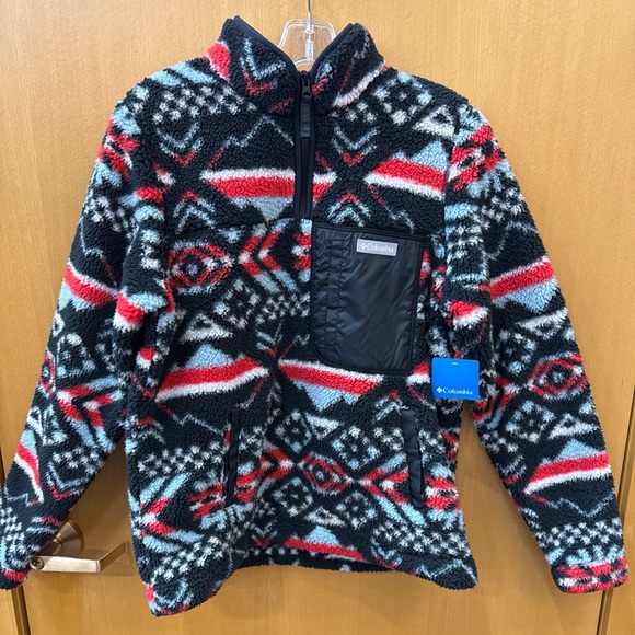 Columbia Jackets & Blazers - Columbia Black and Red Geometric Fleece Jacket NWT